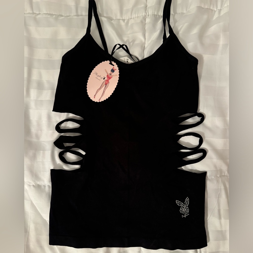 Vintage Playboy rhinestone cut out tank. Authentic and rare. Playboy intimates